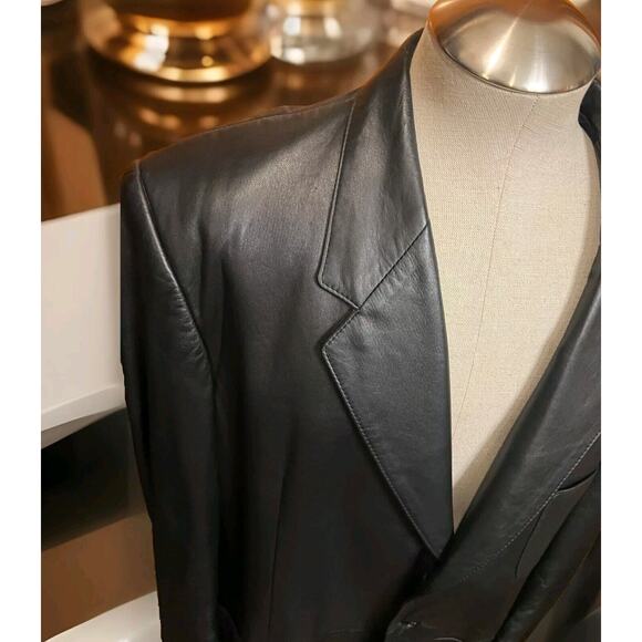 Creations De Cuir Andre Leather Garments Vintage Black Coat Size 50 Men’s - Picture 4 of 9